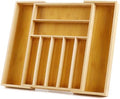 Bamboo Drawer Organizer, Expandable Flatware Cutlery Tray, 9 Slots