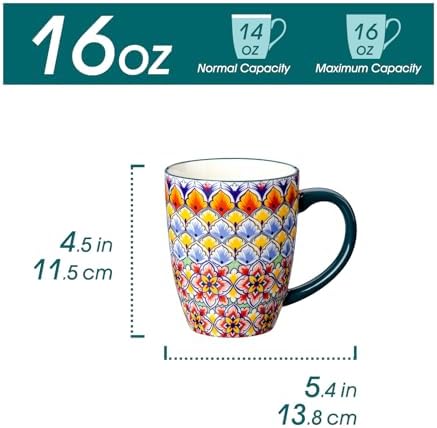 vancasso SIMI 16 oz Large Coffee Mugs Set of 6, Ceramic Cups with