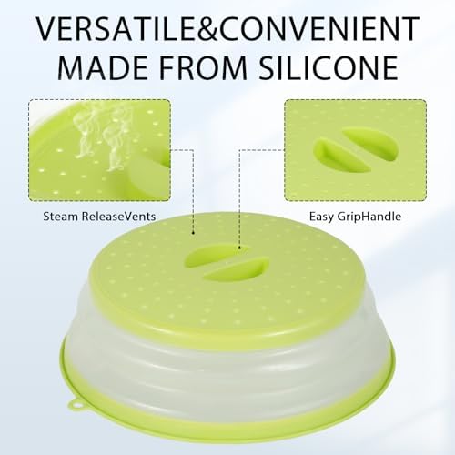 2Pc 5 in 1,Microwave Splatter Cover for Food,Collapsible & Vented