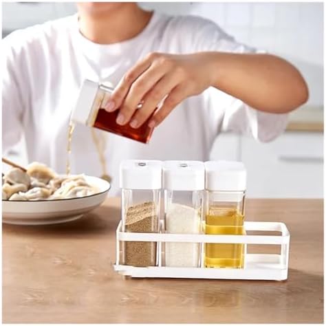 3PCS-Household Kitchen Seasoning Box Jar Transparent Oil Salt Pepper