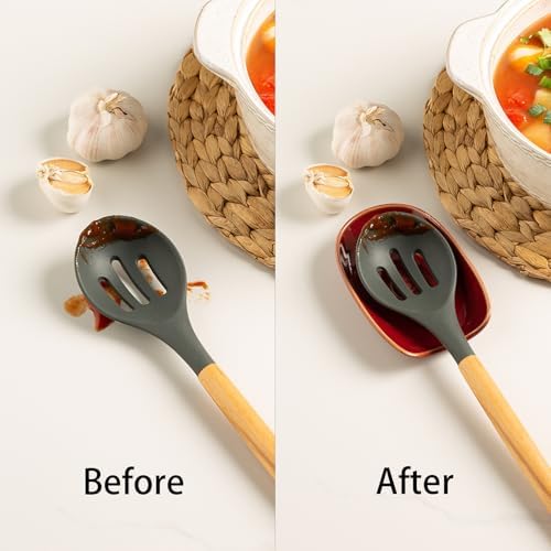 Ceramic Spoon Rest for Stove Top, Spoon Holder for Kitchen Counter