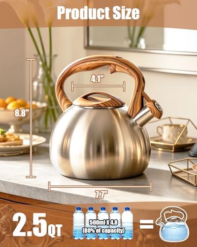 Misswater Tea Kettle for Stove Top,3.1QT Whistling Tea Kettle