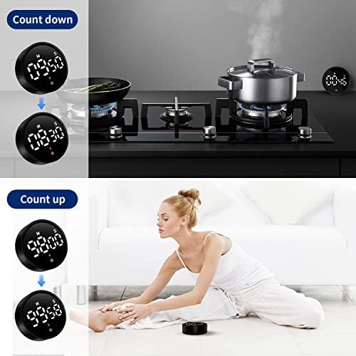 Kitchen Timer with Large LED Display, Adjustable Volume