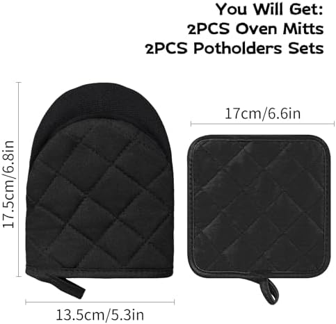 Oven Mitt and Pot Holder Set, Pack of 4, Silicone