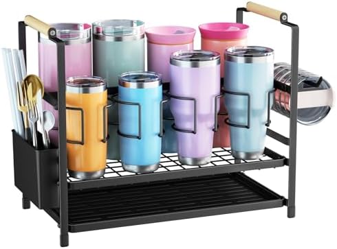 Housolution Water Bottle Tumbler Storage Organizer Drying Rack for