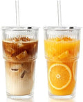20oz Iced Coffee Cups with Lids and Straws, 2 Pcs