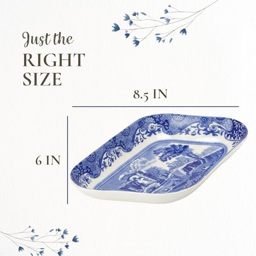 Spode Blue Italian Pickle Dishes, Set of 2 - Countryside & Scroll