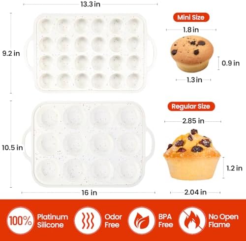 CAKETIME Silicone Muffin Pans for Baking, Metal Reinforced Frame