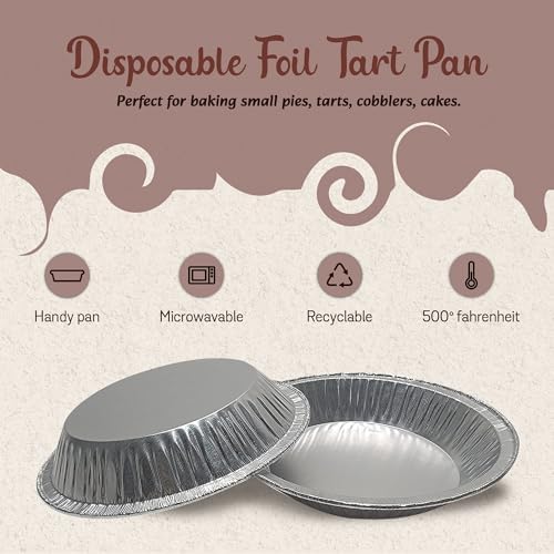 KitchenDance Disposable Aluminum Shallow Tart Pan- 41/4 Inches Round