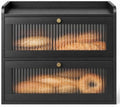 Kitsure Wooden Bread Box for Kitchen Countertop, Large Capacity, Black