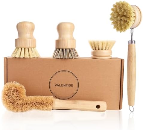 Bamboo Dish Brush Set, 5 Packs