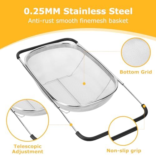 ZDRongZhen Over-Sink Colander Strainer Basket, Stainless Steel