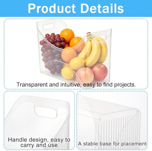 3 Pcs Freezer Organizer Bins with Handle 13"x6"x9" Tall Narrow Kitchen