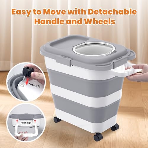 HOYTAMDAR 25-28lb Collapsible Dog Food Storage Container,Dog Food