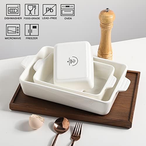 Sweejar Ceramic Bakeware Set, 11.8 x 7.8 x 2.76 Inches, White
