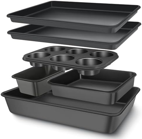 AIVIKI 6 Pieces Carbon Steel Baking Pans Set