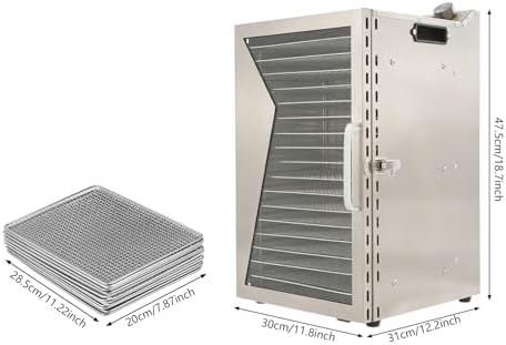 Commercial Food Dehydrator, 18 Stainless Steel Trays, 600W