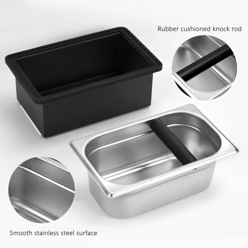 Espresso Knock Box Stainless Steel Large Coffee Puck Container
