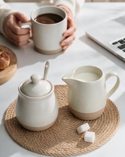 famiware 10oz Sugar Bowl & 13oz Creamer Set, Coffee Serving Set, Matte