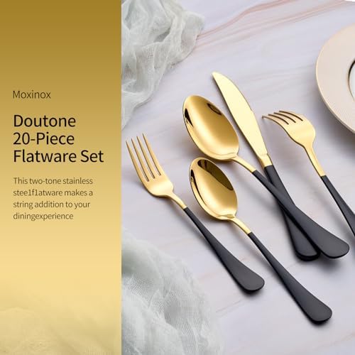 20-Piece Black & Gold Silverware Set, 18/0 Stainless Steel Colorful