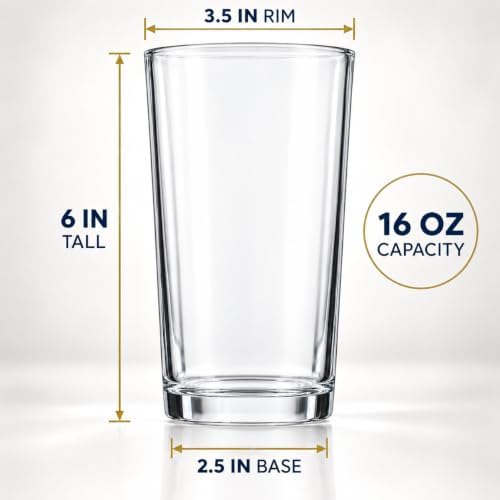 Home Essentials Stackable Clear Drinking Glasses Set of 10, 16oz