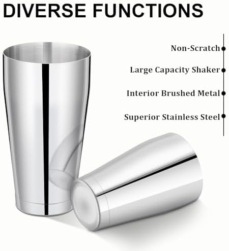 Mwellewm 8 Pcs Cocktail Shaker Boston Shaker Set Professional