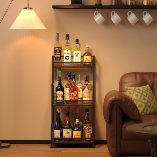 Trapezoid Liquor Stand, 3 Tier Liquor Cabinet, Wine Bottle Display