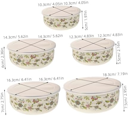 Zerodeko 5pcs Xmas Enamel Bowls with Lid for Refrigeration and