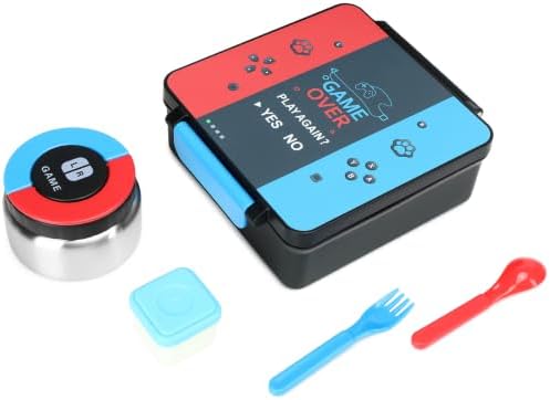 Gamer Bento Lunch Box for Kids, 60 OZ Kids Lunch Box with 8 OZ