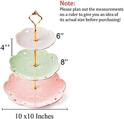 Jusalpha 3-Tier Multi Color Solid Ceramic Serving Stand (3 Color-Gold)