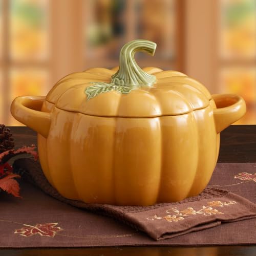 Pfaltzgraff Plymouth Pumpkin Covered Casserole Dish with Lid, 4.25 Qt
