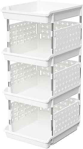 Lifewit 4-Tier Stackable Storage Baskets, White