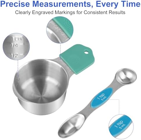 Magnetic Measuring Cups and Spoons Set-Heavy Duty 304 Stainless Steel