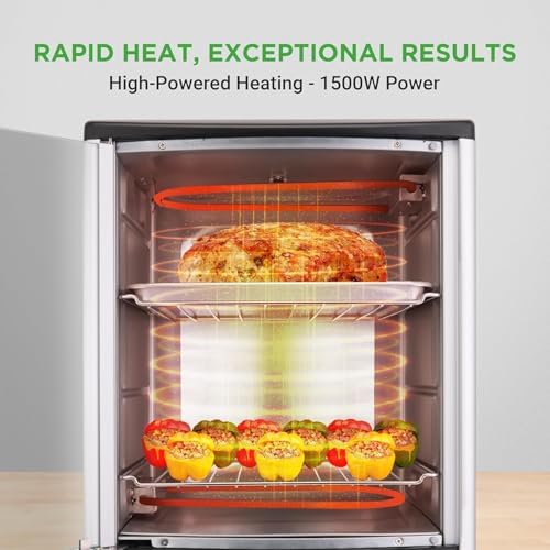 Nutrichef Vertical Countertop Oven with Rotisserie, Bake, Broil, &