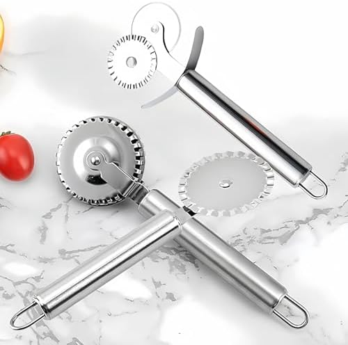 3 PCS Stainless Steel Pastry Wheel Cutter,Ravioli Cutter, Pizza Cutter