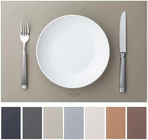 Baroyal Faux Leather Placemats Set of 6 Vinyl Washable Wipeable Table