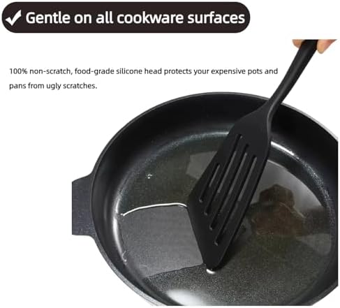 Pack of 2 Silicone Cooking Utensils Set, Non Stick Large wok Spatula