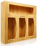 Bamboo Food Bag Storage Organizer for Kitchen Drawer, Baggie Holder