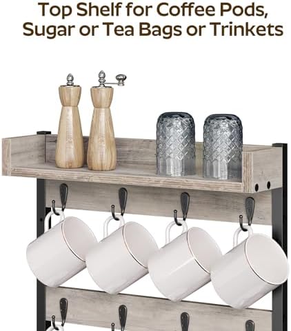 YATINEY Coffee Mug Holder Stand, 3 Tier Mug Tree Rack, Hanging 12