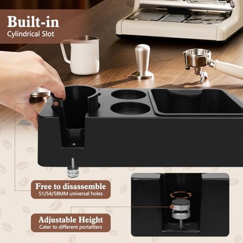 Y-Step Espresso Knock Box, 8 in 1 Espresso Tamping Station ABS for