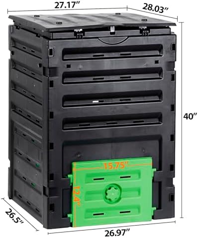 SUPER DEAL 120 Gallon Outdoor Compost Bin, Black