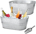 2 Pack 4 Gallon Galvanized Tub Ice Buckets for Parties Portable