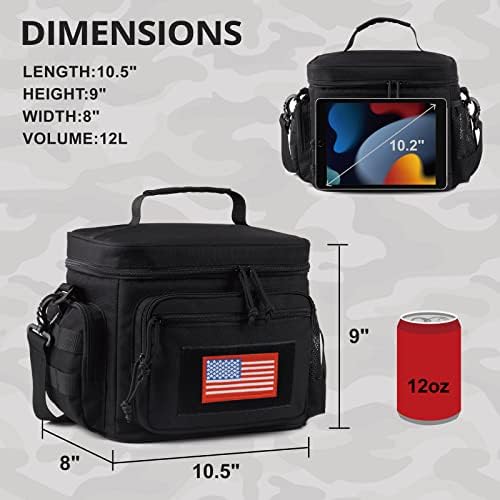 Lunch Box for Men, 12L Leakproof Tactical Lunch Bag Large Cooler for