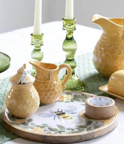 Boston International Embossed Stoneware Cream and Sugar Set, 2-Piece