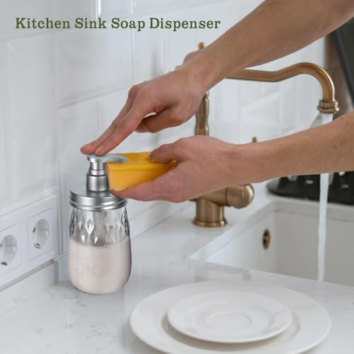 Amolliar Plastic Soap Dispenser with Pump Lid, 16 Oz Kitchen Dish
