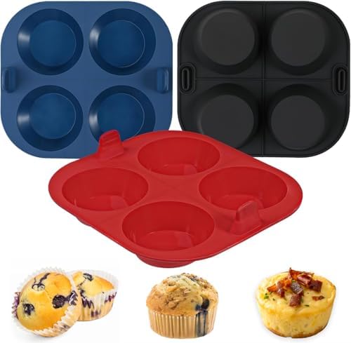 Webake 3PCS Silicone Air Fryer Muffin Pan for Baking 4 Cavity Air