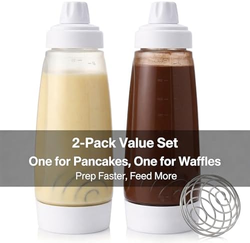 2-Pack Pancake Batter Dispenser with Whisk Ball