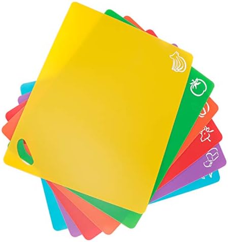 6Pcs Color Coded Cutting Boards Set, Flexible Non-Skid Kitchen Mats