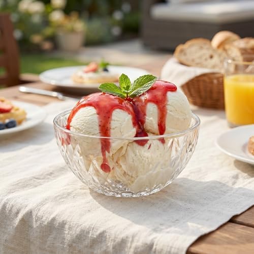 Jucoan 12 Pack 10 oz Small Glass Bowls, 5 Inch Diamond Cut Glass Prep