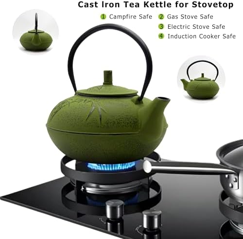 Cast Iron Tea Kettle with Infuser, 2500ml, Green